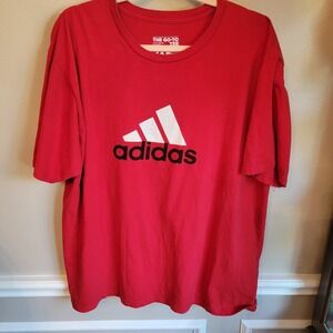 Adidas Shirt Adult 2XL Red and White The Go-To Tee Performance Gym Running Men's